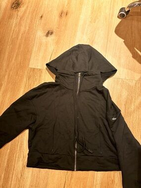 ALO Yoga Black Full-Zip Hooded Jacket